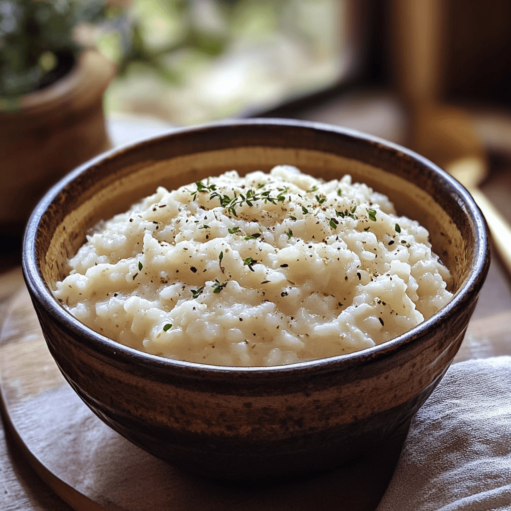 cream of rice history A bowl of creamy rice porridge garnished with milk and a dash of cinnamon.